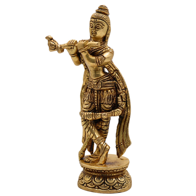Bhunes Brass Krishna Sculpture – Gopal Krishna Govinda Idol For Home, Office & Temple Decor, Gold, 7 Inch, 1 Piece