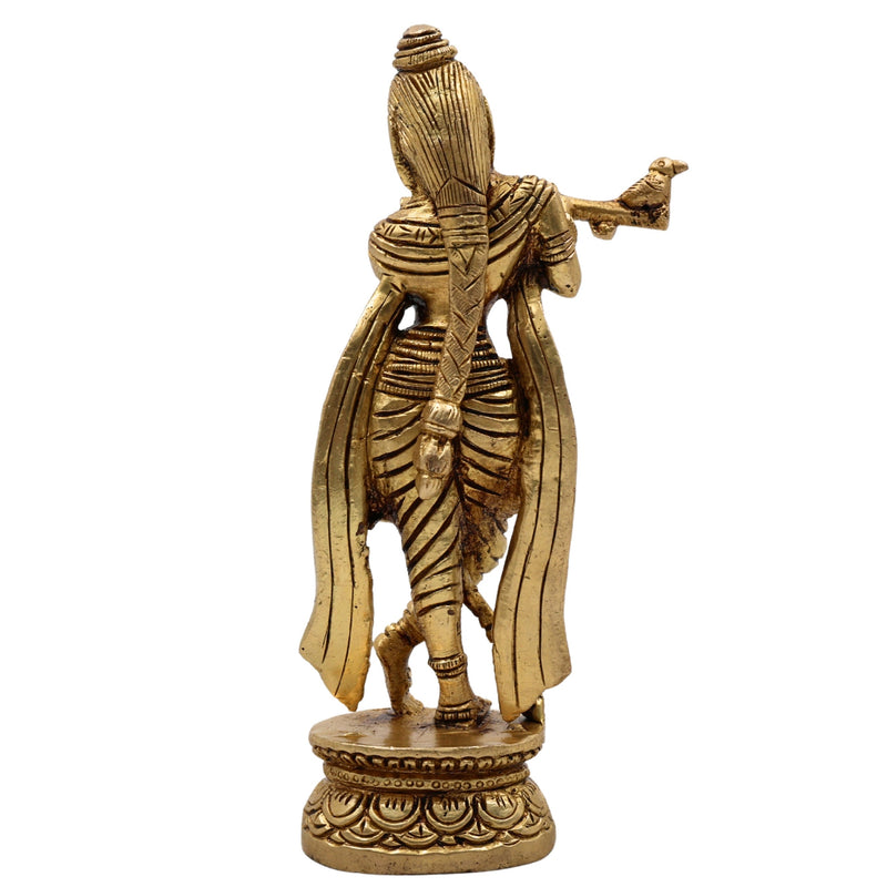 Bhunes Brass Krishna Sculpture – Gopal Krishna Govinda Idol For Home, Office & Temple Decor, Gold, 7 Inch, 1 Piece