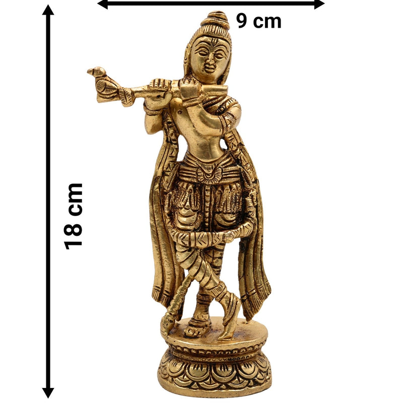 Bhunes Brass Krishna Sculpture – Gopal Krishna Govinda Idol For Home, Office & Temple Decor, Gold, 7 Inch, 1 Piece