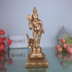 Exquisite Panchaloha Lord Murugan Idol – Bronze Traditional Handmade Masterpiece| Hindu Spiritual Gift,Gold, 10 Inch, 1 Piece