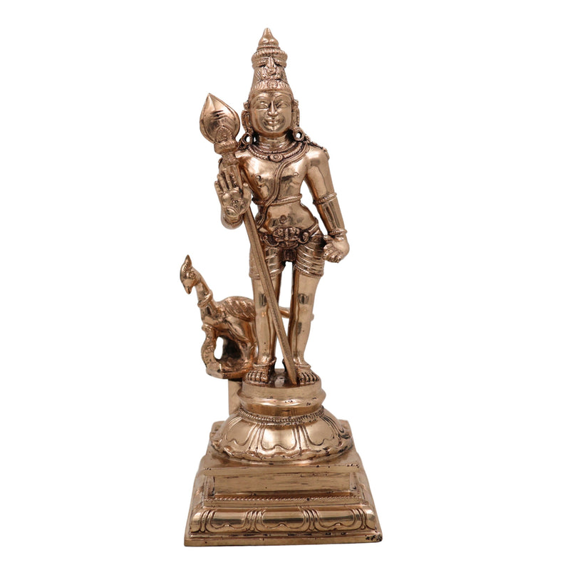 Exquisite Panchaloha Lord Murugan Idol – Bronze Traditional Handmade Masterpiece| Hindu Spiritual Gift,Gold, 10 Inch, 1 Piece