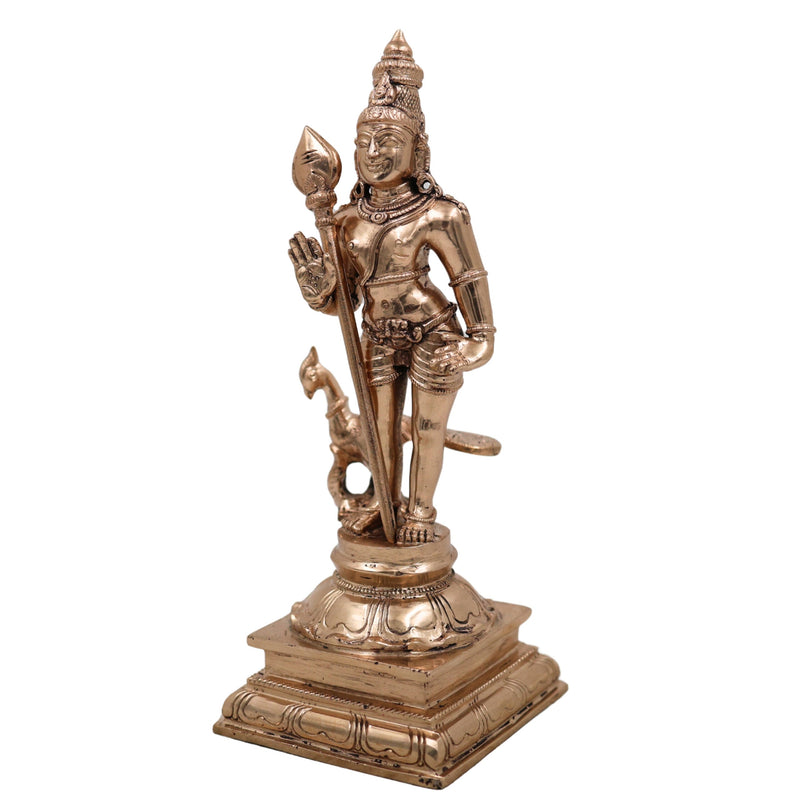 Exquisite Panchaloha Lord Murugan Idol – Bronze Traditional Handmade Masterpiece| Hindu Spiritual Gift,Gold, 10 Inch, 1 Piece