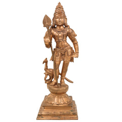 Premium Panchaloha Murugan Idol | Handcrafted Bronze, Copper & Silver Lord Murugan Sculpture for Home Temple Decor,Gold, 15.5 Inch, 1 Piece