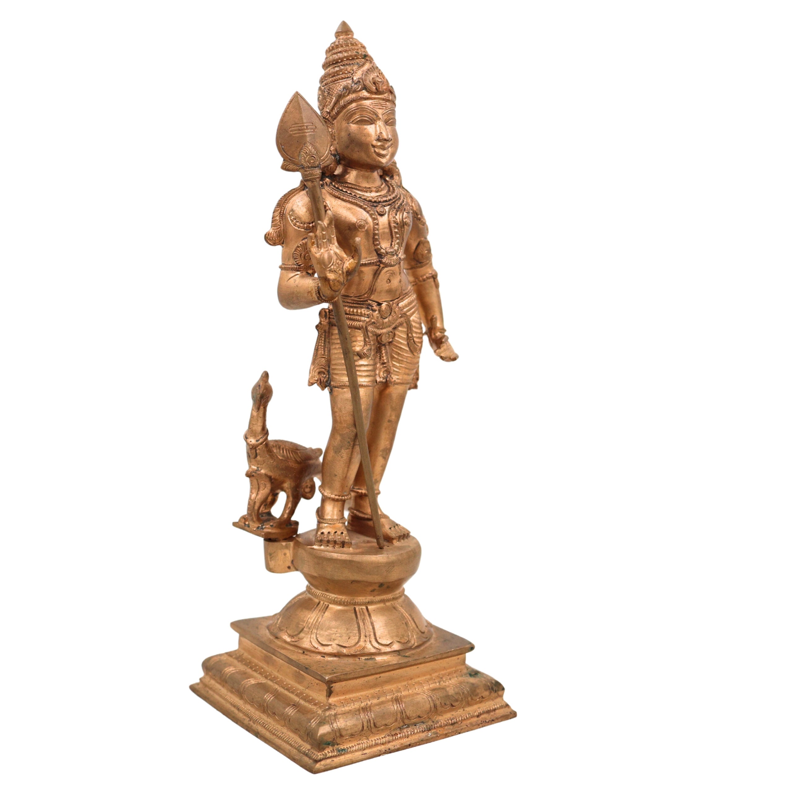 Premium Panchaloha Murugan Idol | Handcrafted Bronze, Copper & Silver Lord Murugan Sculpture for Home Temple Decor,Gold, 15.5 Inch, 1 Piece
