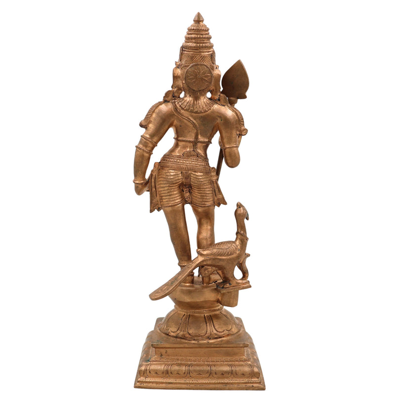 Premium Panchaloha Murugan Idol | Handcrafted Bronze, Copper & Silver Lord Murugan Sculpture for Home Temple Decor,Gold, 15.5 Inch, 1 Piece