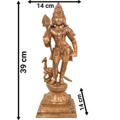 Premium Panchaloha Murugan Idol | Handcrafted Bronze, Copper & Silver Lord Murugan Sculpture for Home Temple Decor,Gold, 15.5 Inch, 1 Piece
