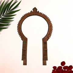 Bhunes Copper Prabhavali Frame Arch Wall Hanging – Prabhawali for Deity | Traditional Temple Decor Backdrop Prabhaval for Home Mandir, Brown, 11 Inch, 1 Piece