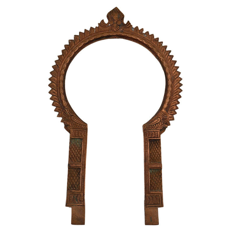 Bhunes Copper Prabhavali Frame Arch Wall Hanging – Prabhawali for Deity | Traditional Temple Decor Backdrop Prabhaval for Home Mandir, Brown, 11 Inch, 1 Piece