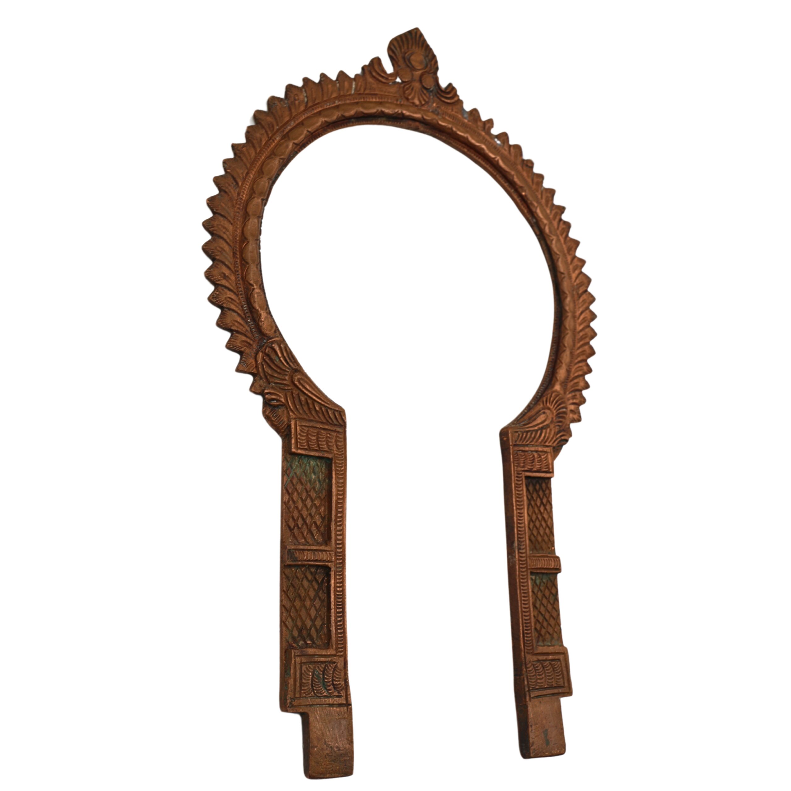 Bhunes Copper Prabhavali Frame Arch Wall Hanging – Prabhawali for Deity | Traditional Temple Decor Backdrop Prabhaval for Home Mandir, Brown, 11 Inch, 1 Piece