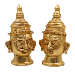 Brass Handcrafted Lord Shiva & Gowri Face Idol Set – Traditional Hindu Pooja Decor for Home & Temple, Gold, 5 Inch, 1 Piece