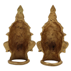 Brass Handcrafted Lord Shiva & Gowri Face Idol Set – Traditional Hindu Pooja Decor for Home & Temple, Gold, 5 Inch, 1 Piece
