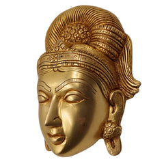 Brass Handcrafted Goddess Gowri Face – Parvati Durga Shakti Wall Hanging for Home Decor, Gold, 5.5 Inch, 1 Piece