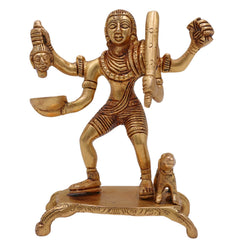 Brass Batuka Bhairav Idol, Handcrafted Batuk Bhairava Murti for Pooja, Temple, Home Decor, Pital Kalabhairava Statue, Gold, 5 Inch, 1 Piece