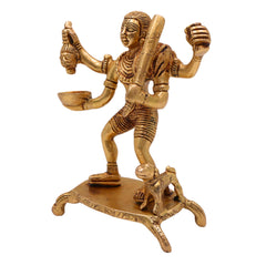 Brass Batuka Bhairav Idol, Handcrafted Batuk Bhairava Murti for Pooja, Temple, Home Decor, Pital Kalabhairava Statue, Gold, 5 Inch, 1 Piece