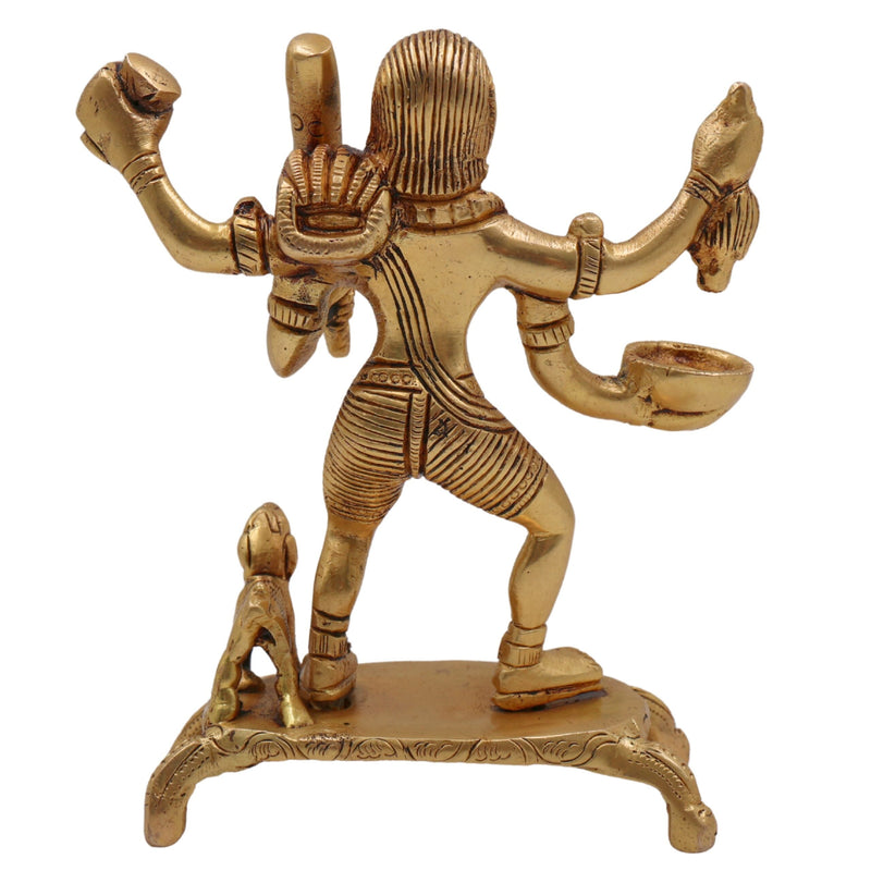 Brass Batuka Bhairav Idol, Handcrafted Batuk Bhairava Murti for Pooja, Temple, Home Decor, Pital Kalabhairava Statue, Gold, 5 Inch, 1 Piece