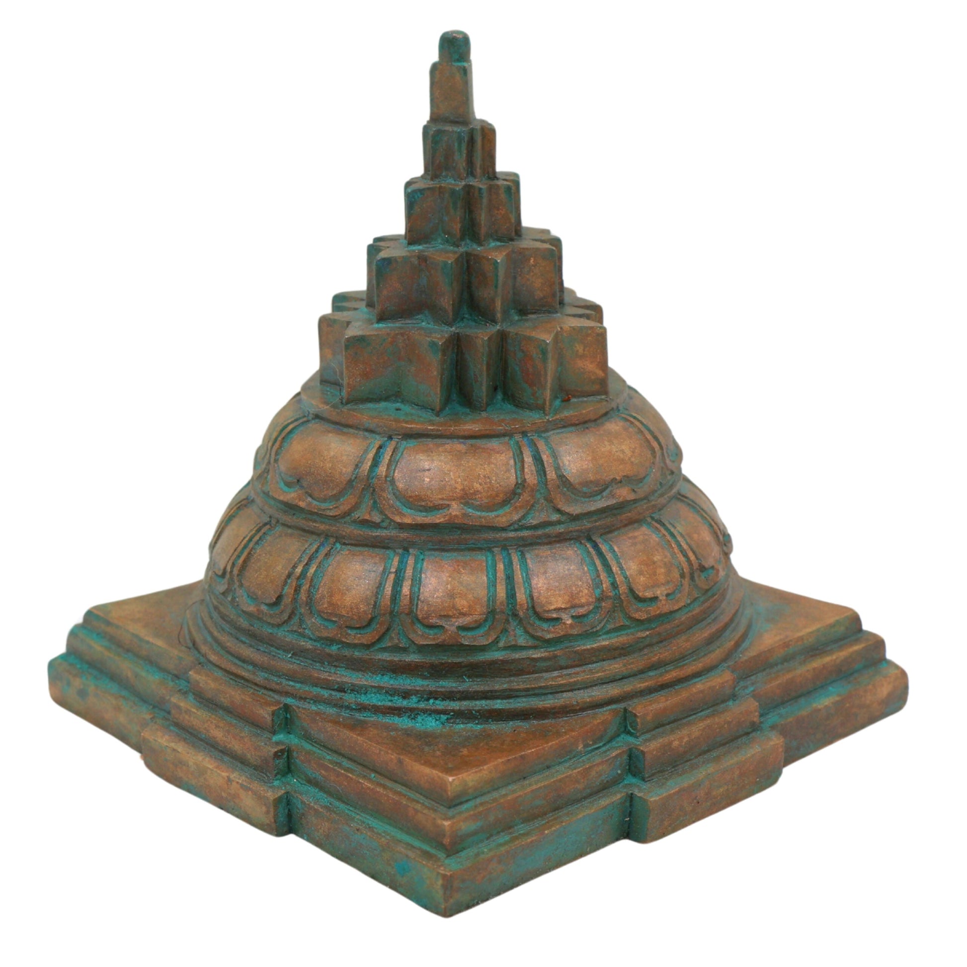 Bronze Handmade Panchaloha Meru Shree Yantra, Sri Chakra for Home Temple Vastu, Vishnu Lakshmi Sacred Geometry Idol Shree Yantra In Antique Finish, Brown, 4.5 Inch, 1 Piece