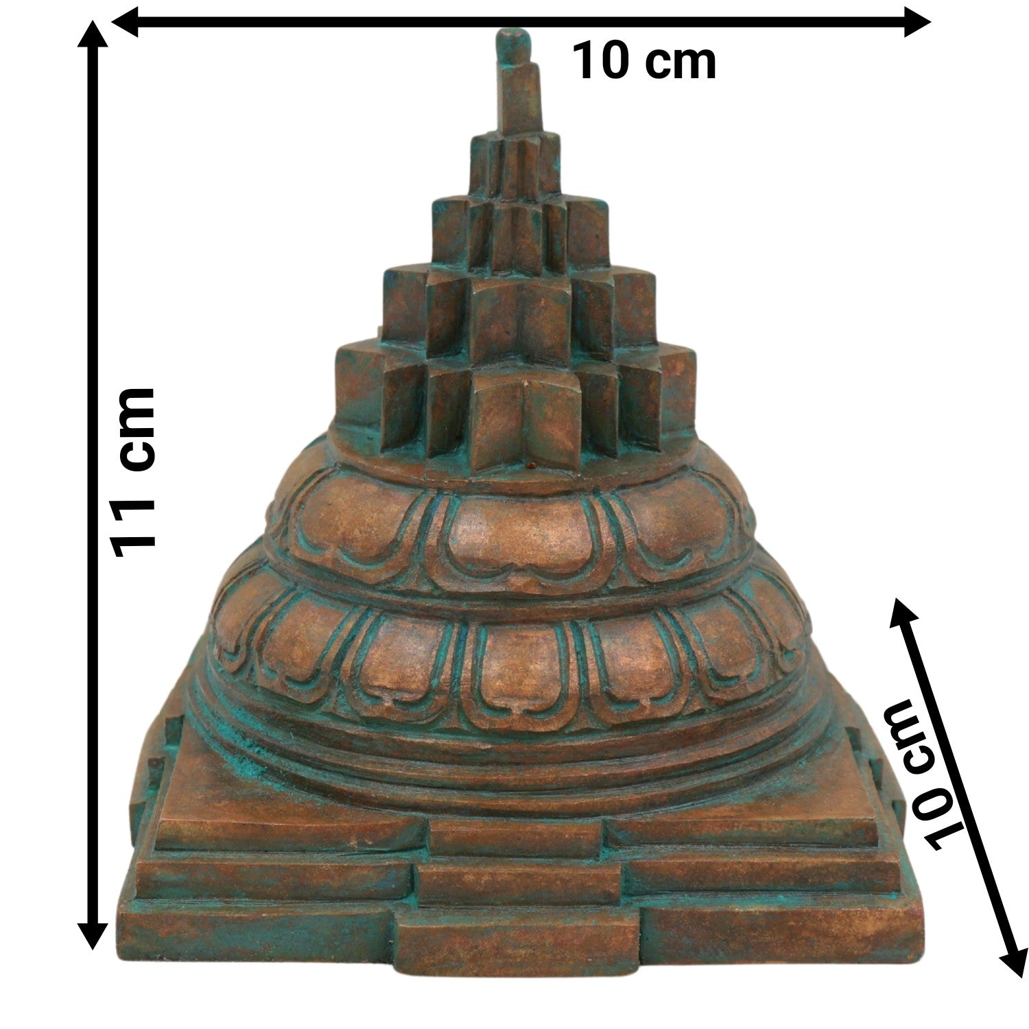 Bronze Handmade Panchaloha Meru Shree Yantra, Sri Chakra for Home Temple Vastu, Vishnu Lakshmi Sacred Geometry Idol Shree Yantra In Antique Finish, Brown, 4.5 Inch, 1 Piece
