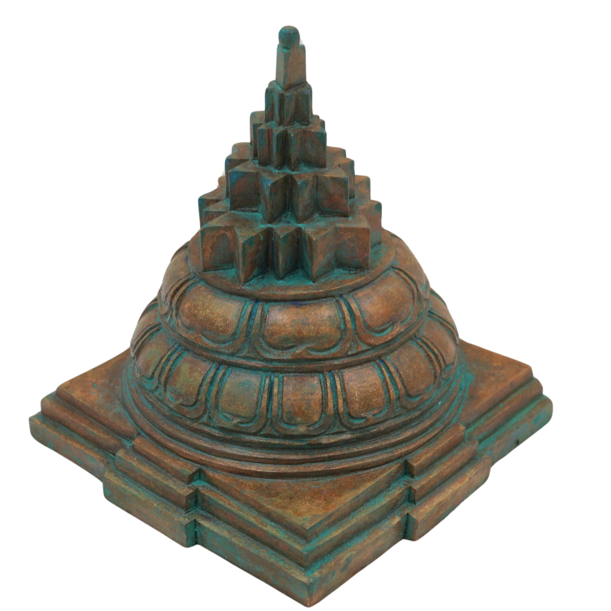 Bronze Handmade Panchaloha Meru Shree Yantra, Sri Chakra for Home Temple Vastu, Vishnu Lakshmi Sacred Geometry Idol Shree Yantra In Antique Finish, Brown, 4.5 Inch, 1 Piece