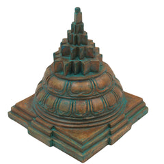 Bronze Handmade Panchaloha Meru Shree Yantra, Sri Chakra for Home Temple Vastu, Vishnu Lakshmi Sacred Geometry Idol Shree Yantra In Antique Finish, Brown, 4.5 Inch, 1 Piece
