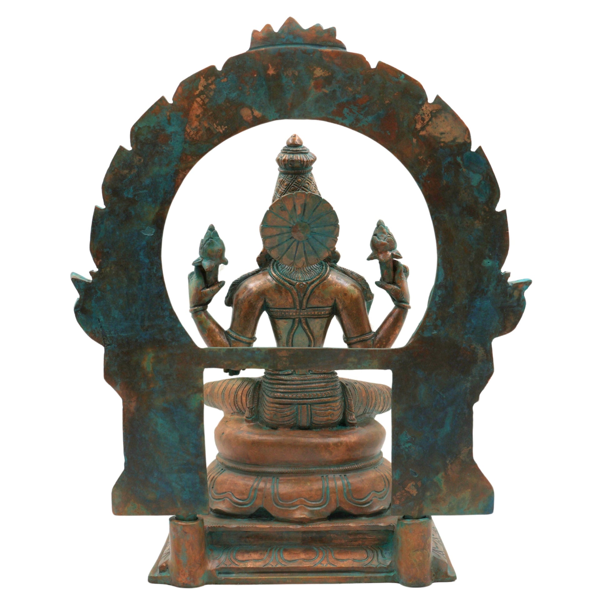 Bronze Handcrafted Panchaloha Lakshmi Idol | South Indian Mahalakshmi Murti for Temple, Pooja & Home Decor, Brown, 13 Inch, 1 Piece