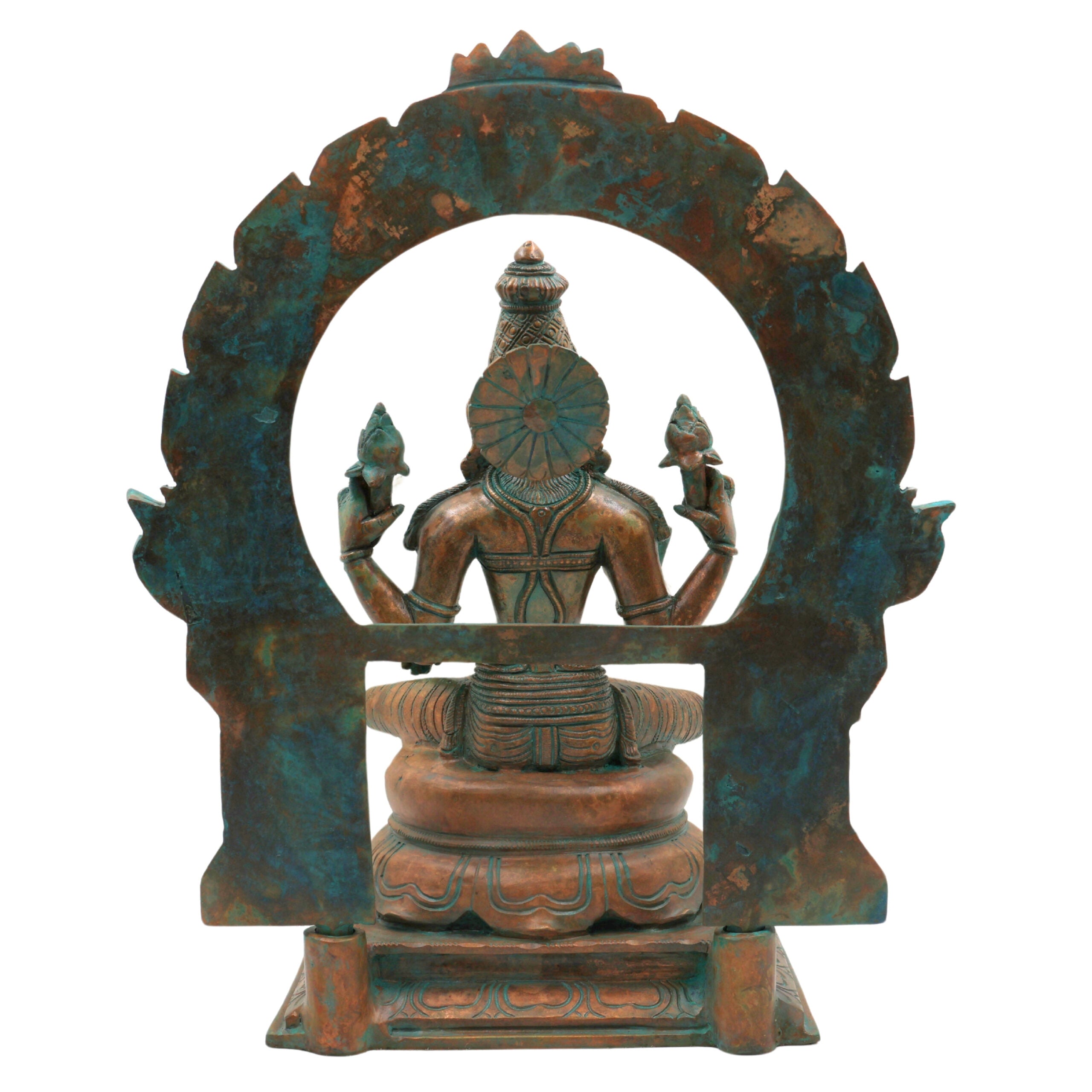 Bronze Handcrafted Panchaloha Lakshmi Idol | South Indian Mahalakshmi Murti for Temple, Pooja & Home Decor, Brown, 13 Inch, 1 Piece