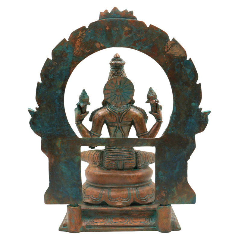 Bronze Handcrafted Panchaloha Lakshmi Idol | South Indian Mahalakshmi Murti for Temple, Pooja & Home Decor, Brown, 13 Inch, 1 Piece