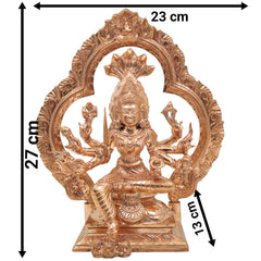 Bronze Handcrafted 8-Hand Mariamman Idol in Chola Art – Panchaloha Karumariamman | Ashta Bhuja Durga Devi Statue for Home Temple & Pooja, Gold, 10.5 Inch, 1 Piece