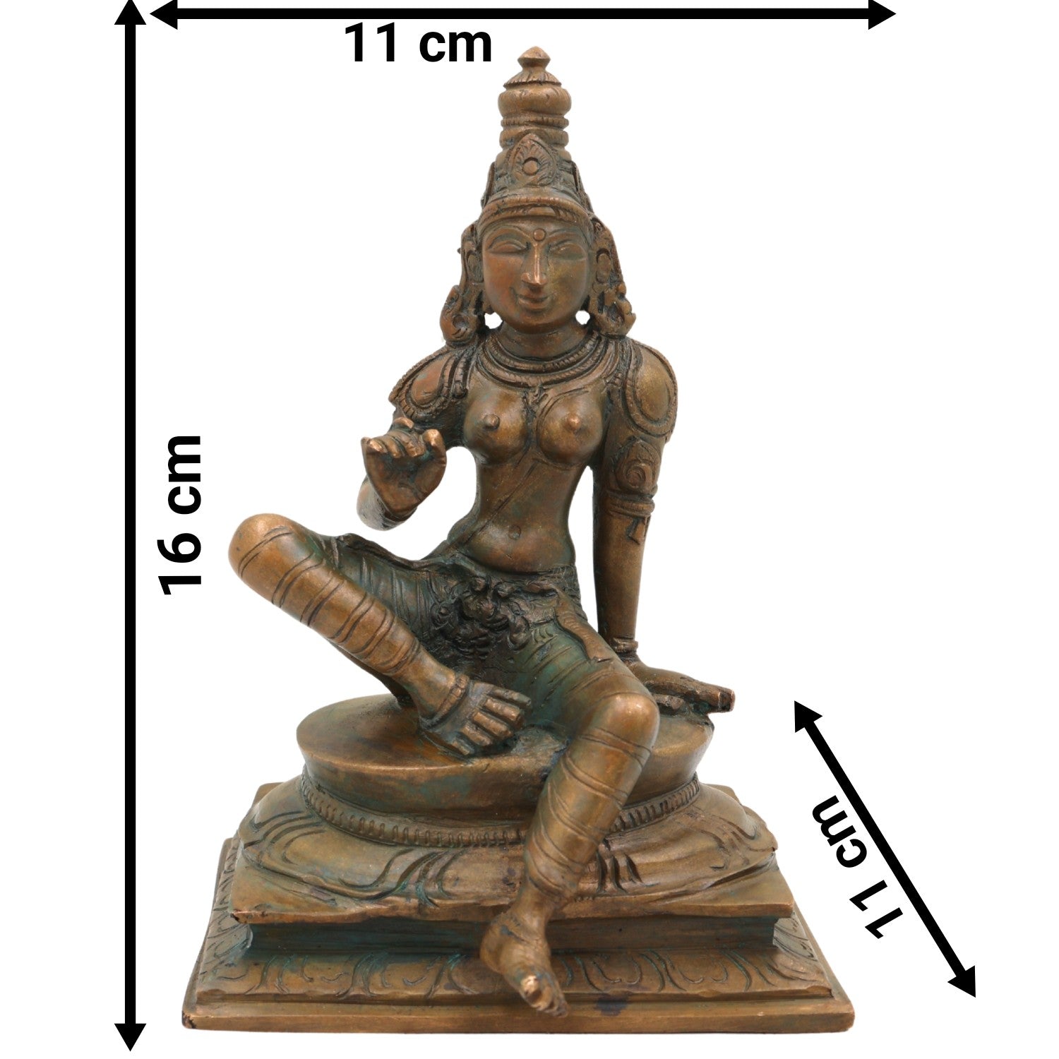 Bronze Parvati Idol Sitting – Panchaloha Shivagami Murti | Adi Shakti Sculpture | Handcrafted Bhoga Shakti Girija Statue, Brown, 6.5 Inch, 1 Piece