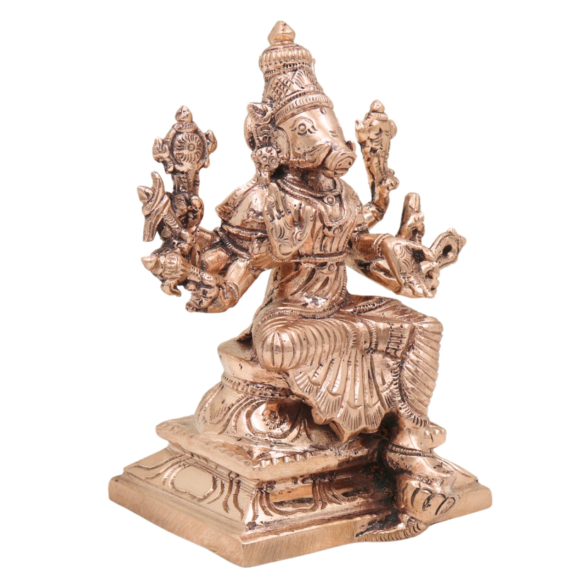 Bronze Handcrafted Panchaloha Varahi Devi Idol – Chola Style Goddess Barahi Statue for Pooja & Temple, Gold, 5 Inch, 1 Piece