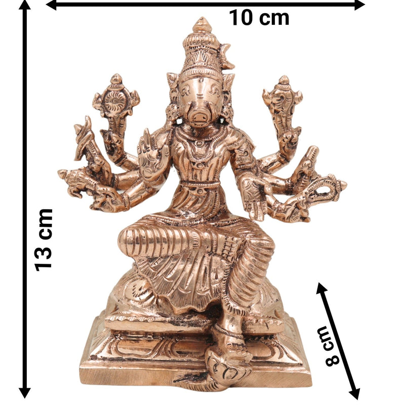Bronze Handcrafted Panchaloha Varahi Devi Idol – Chola Style Goddess Barahi Statue for Pooja & Temple, Gold, 5 Inch, 1 Piece