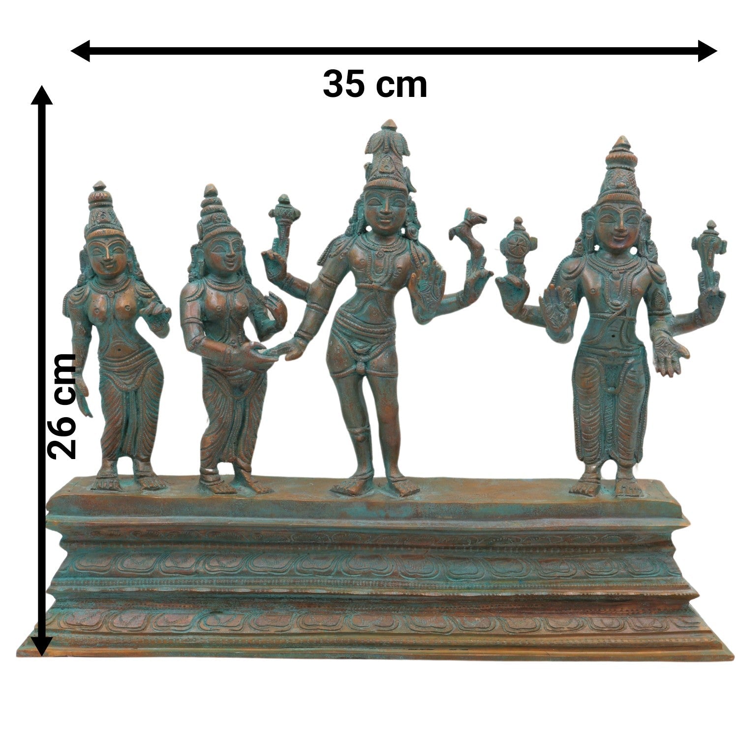 Shiva Parvati Kalyanam Idol in Panchaloha Bronze, Traditional South Indian Sculpture, Brown, 10 Inch, 1 Piece