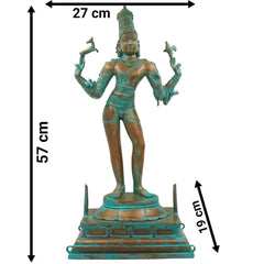 South Handmade Indian Chola Bronze Shiva Idol in Panchaloha – Traditional Lord Mahadev Murti for Home & Temple, Brown, 22.5 Inch, 1 Piece