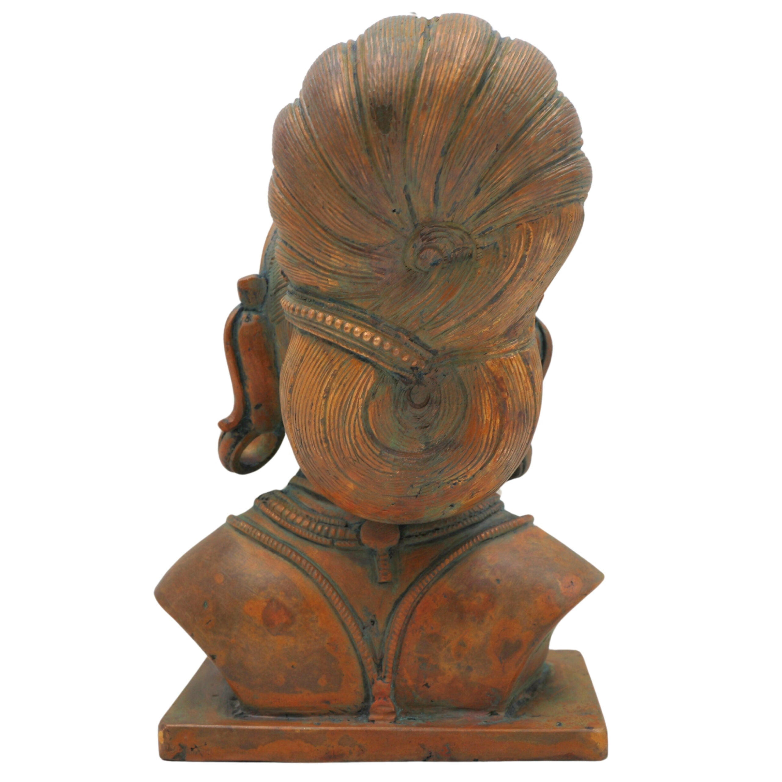Bronze Handcrafted Panchaloha Gouri Head | South Indian Chola Art Goddess Parvati Face Idol | Traditional Lost Wax Gowri Sculpture, Brown, 7.5 Inch, 1 Piece