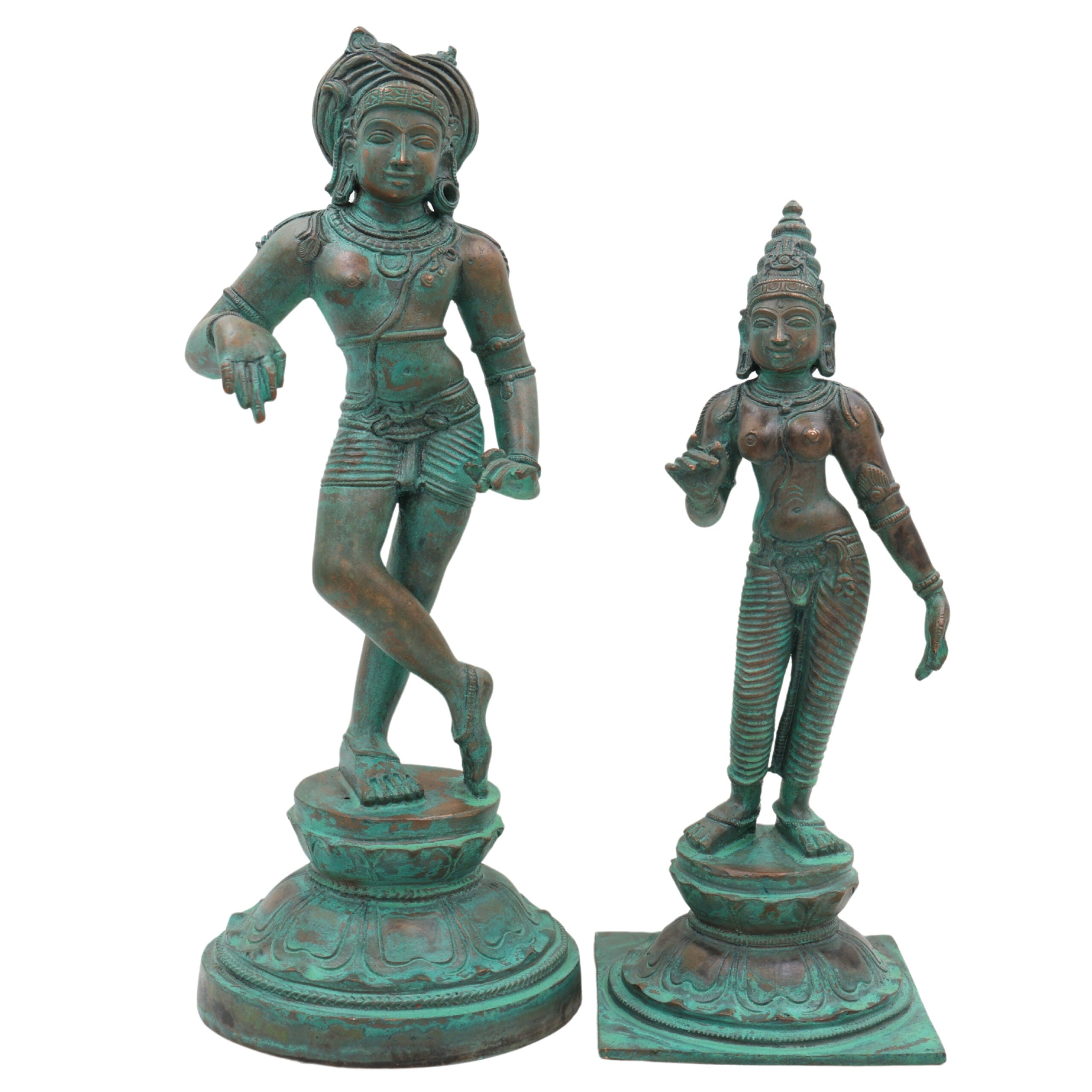 Bronze Vrishavahana Shiva Parvati Idol – Panchaloha Nandi Vahana Chola Art Sculpture for Temple & Home Decor, Brown, 12 Inch, 1 Piece