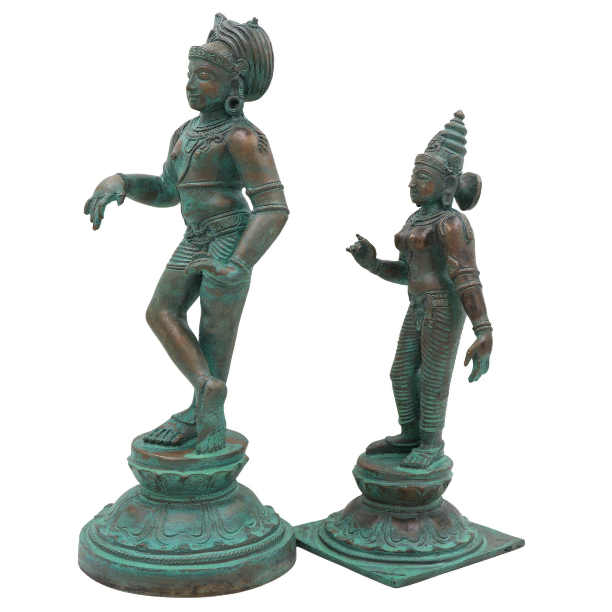 Bronze Vrishavahana Shiva Parvati Idol – Panchaloha Nandi Vahana Chola Art Sculpture for Temple & Home Decor, Brown, 12 Inch, 1 Piece