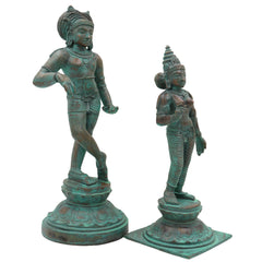 Bronze Vrishavahana Shiva Parvati Idol – Panchaloha Nandi Vahana Chola Art Sculpture for Temple & Home Decor, Brown, 12 Inch, 1 Piece