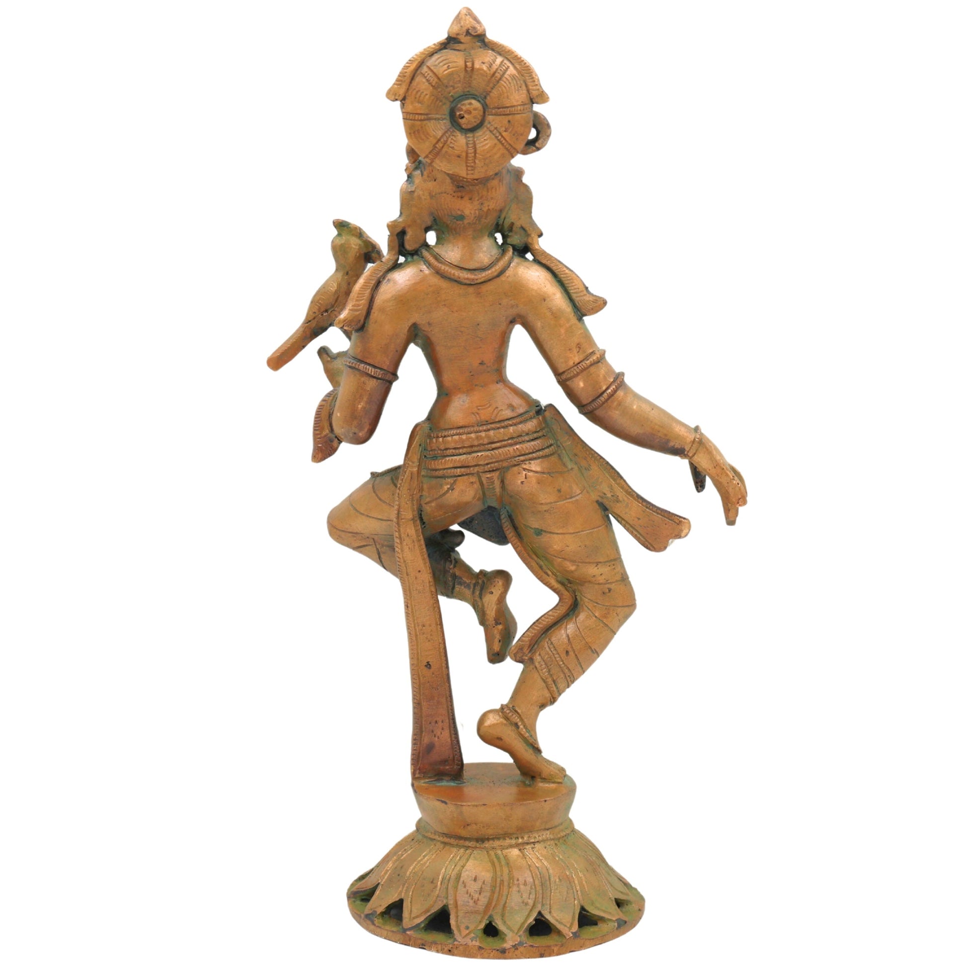 Bronze Handcrafted Panchaloha Dancing Lady Idol, Chola Art Sculpture of Indian Classical Apsara, Devadasi Statue for Home, Temple & Gifting, Brown, 11.5 Inch, 1 Piece
