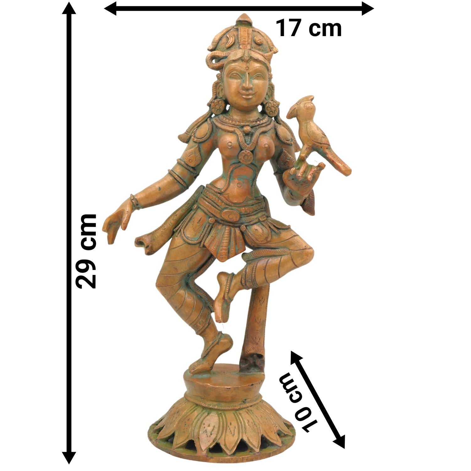 Bronze Handcrafted Panchaloha Dancing Lady Idol, Chola Art Sculpture of Indian Classical Apsara, Devadasi Statue for Home, Temple & Gifting, Brown, 11.5 Inch, 1 Piece