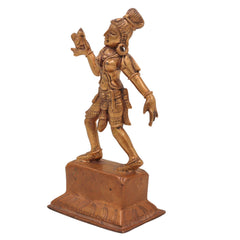 Bronze Handcrafted Panchaloha Dancing Lady Idol | Antique Chola Apsara Sculpture with Parrot | South Indian Temple Art, Gold, 6.5 Inch, 1 Piece