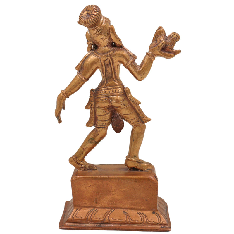 Bronze Handcrafted Panchaloha Dancing Lady Idol | Antique Chola Apsara Sculpture with Parrot | South Indian Temple Art, Gold, 6.5 Inch, 1 Piece