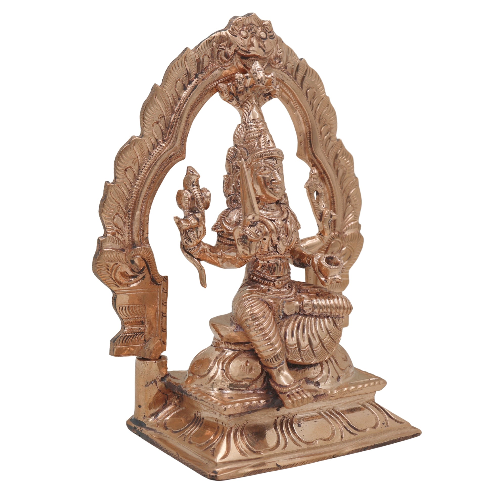 Handcrafted Bronze Mariyamman Idol, Panchaloha Muthu Mariamman, Samayapuram Amman, Yellamma, Shitala Mata Gramadevata Chola Art Goddess Statue, Gold, 6.5 Inch, 1 Piece