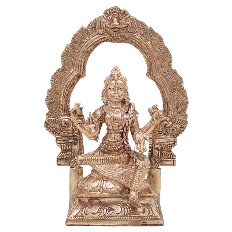 Bronze Balambika Idol, Handcrafted Bala Tripurasundari Murti for Pooja, Home Decor, Gifting, Chola Art, Gold, 6.5 Inch, 1 Piece