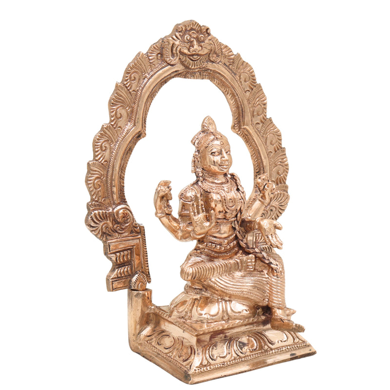 Bronze Balambika Idol, Handcrafted Bala Tripurasundari Murti for Pooja, Home Decor, Gifting, Chola Art, Gold, 6.5 Inch, 1 Piece