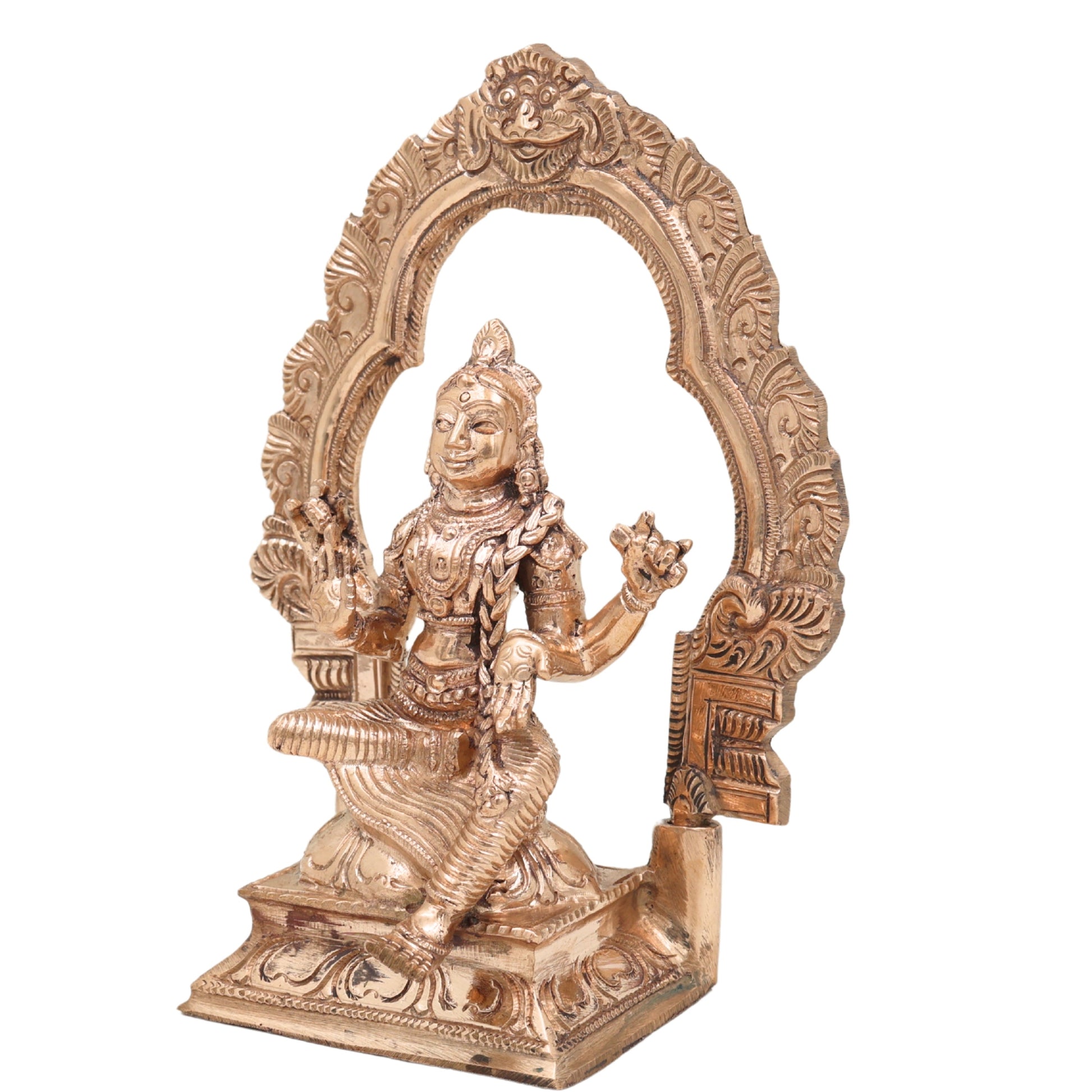 Bronze Balambika Idol, Handcrafted Bala Tripurasundari Murti for Pooja, Home Decor, Gifting, Chola Art, Gold, 6.5 Inch, 1 Piece