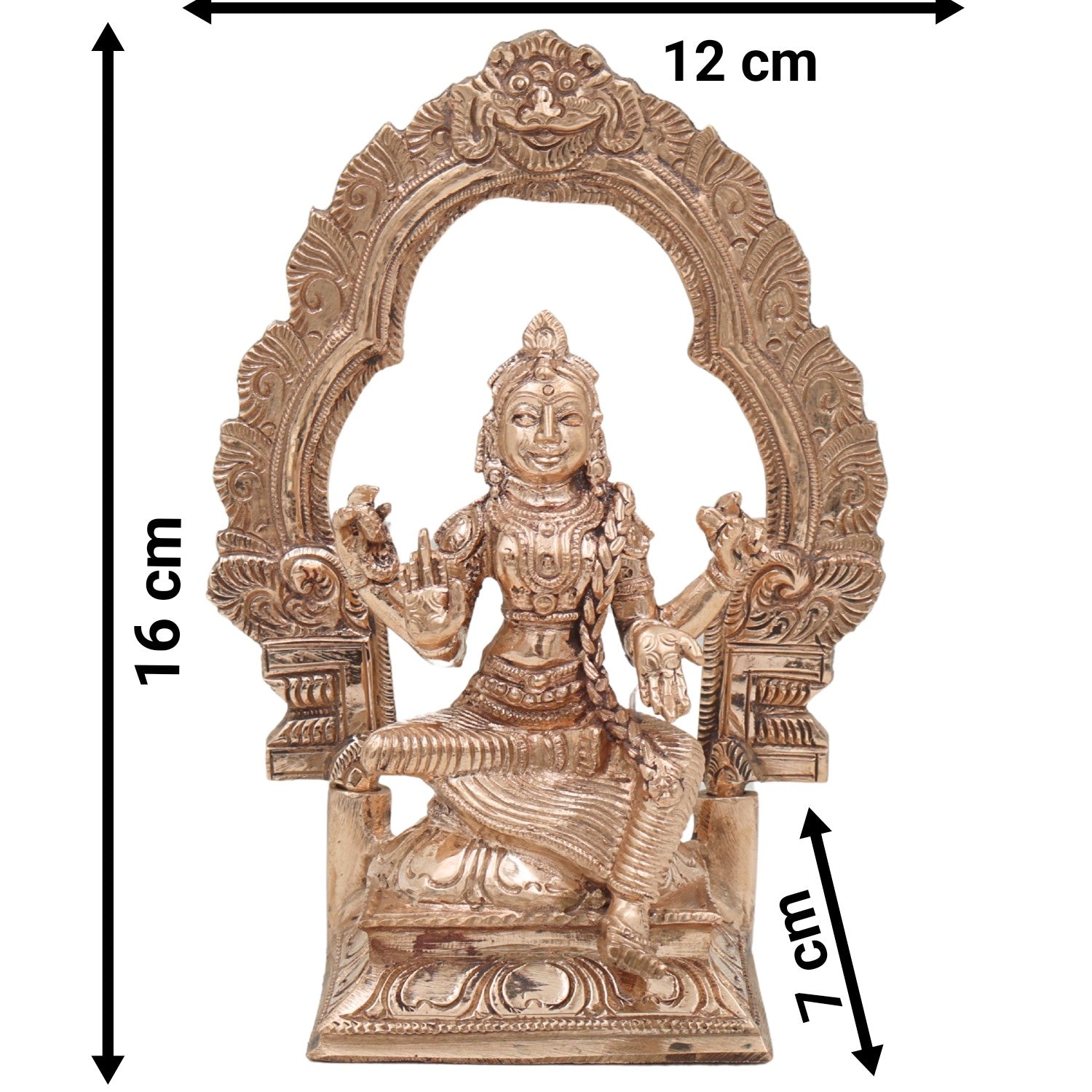 Bronze Balambika Idol, Handcrafted Bala Tripurasundari Murti for Pooja, Home Decor, Gifting, Chola Art, Gold, 6.5 Inch, 1 Piece