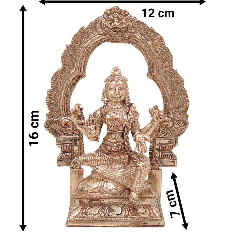 Bronze Balambika Idol, Handcrafted Bala Tripurasundari Murti for Pooja, Home Decor, Gifting, Chola Art, Gold, 6.5 Inch, 1 Piece