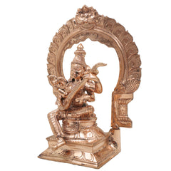 Bronze Handcrafted Panchaloha Saraswathi Idol, South Indian Sarasvati Veenapani Statue for Home, Temple & Vastu Decor, Gold, 9.5 Inch, 1 Piece