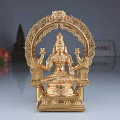 Bronze Handcrafted Panchaloha Lakshmi Idol – South Indian Mahalakshmi Statue for Pooja & Home Decor, Gold, 7 Inch, 1 Piece