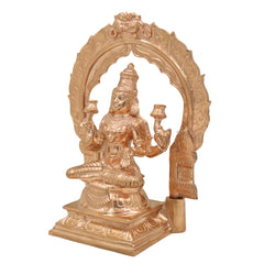 Bronze Handcrafted Panchaloha Lakshmi Idol – South Indian Mahalakshmi Statue for Pooja & Home Decor, Gold, 7 Inch, 1 Piece
