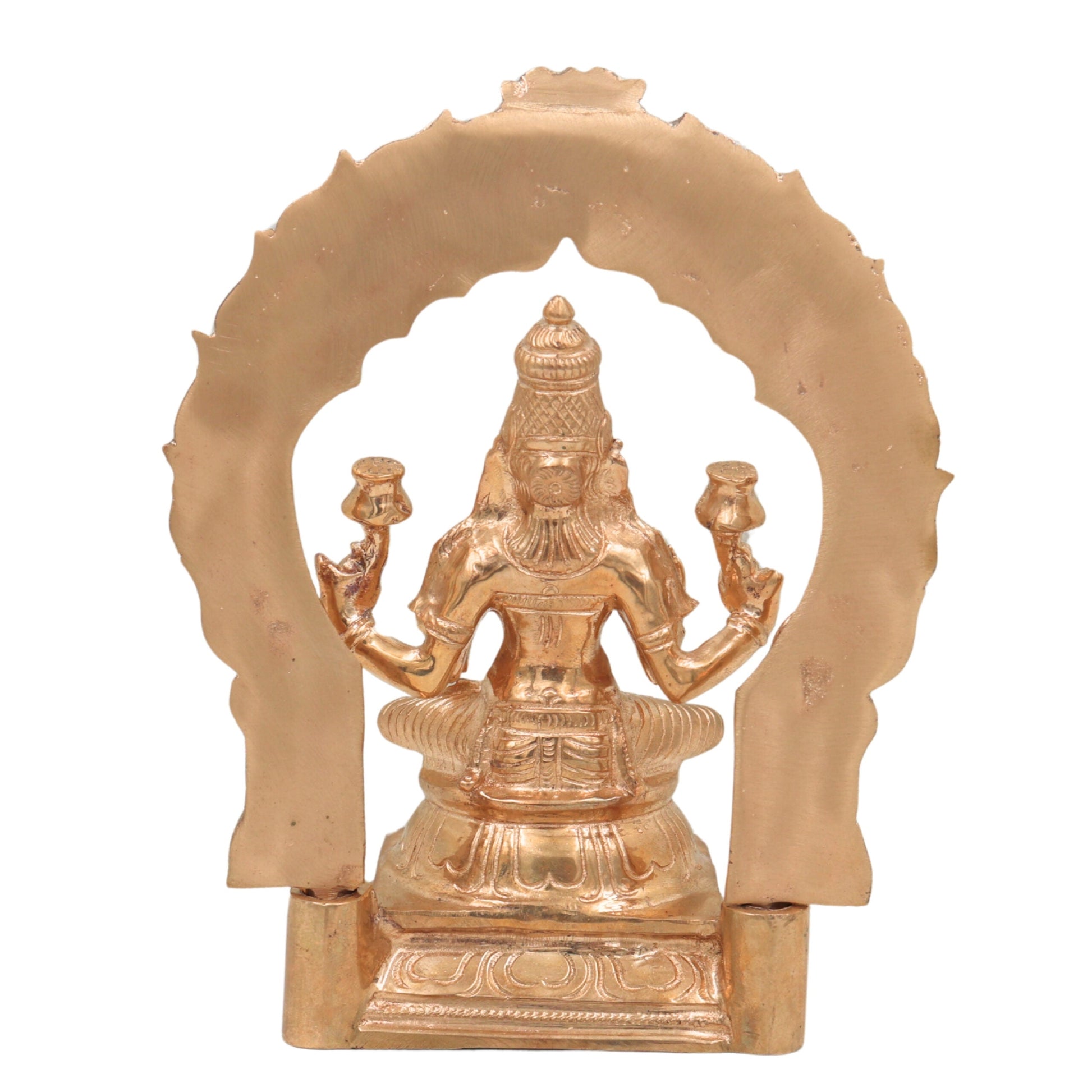 Bronze Handcrafted Panchaloha Lakshmi Idol – South Indian Mahalakshmi Statue for Pooja & Home Decor, Gold, 7 Inch, 1 Piece